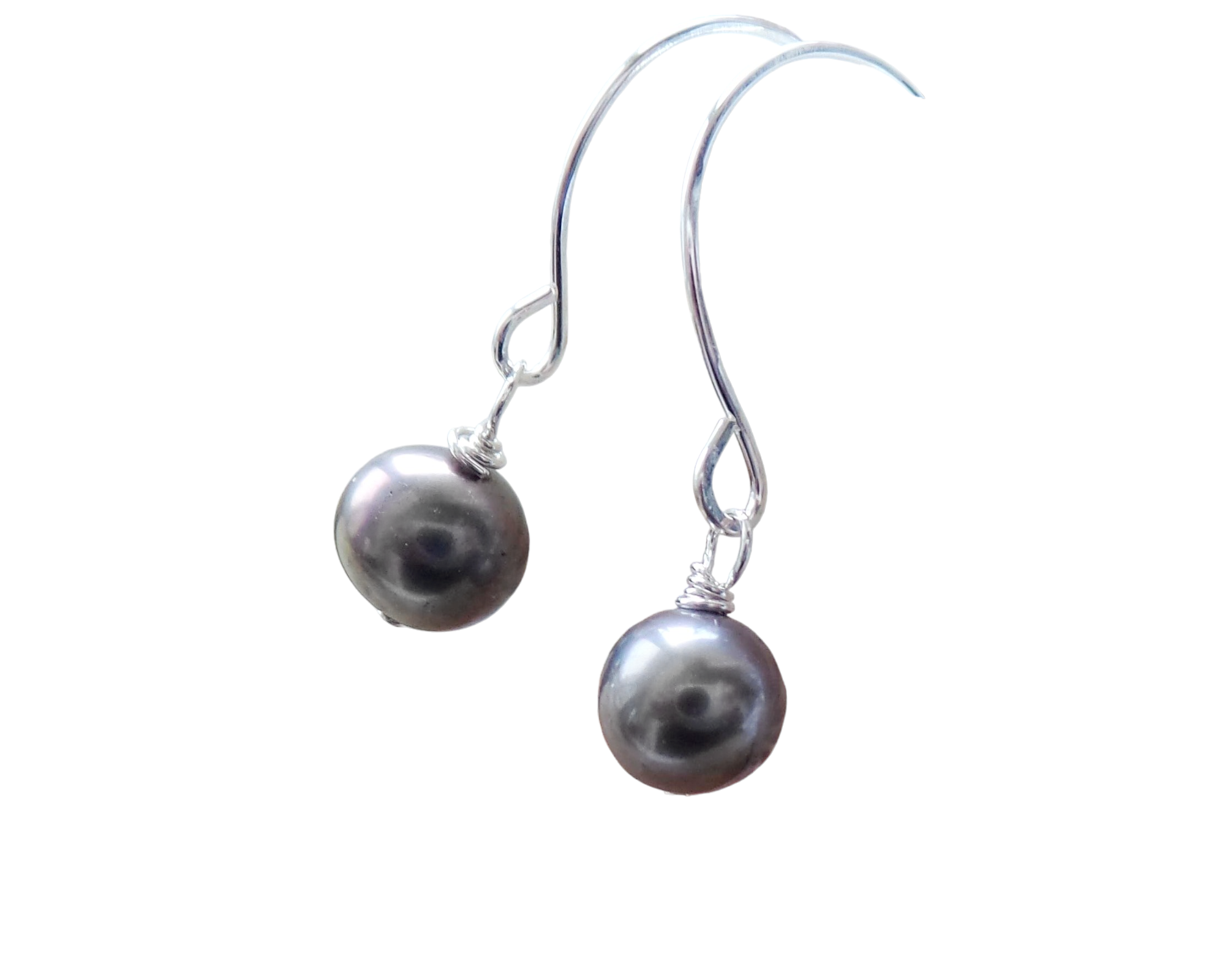 Smoky Grey Pearl and Diamond 18k White Gold French Clip Dangle Drop Earrings  at 1stDibs | paris smoky pearly, paris color smoky pearly, grey pearl  earrings